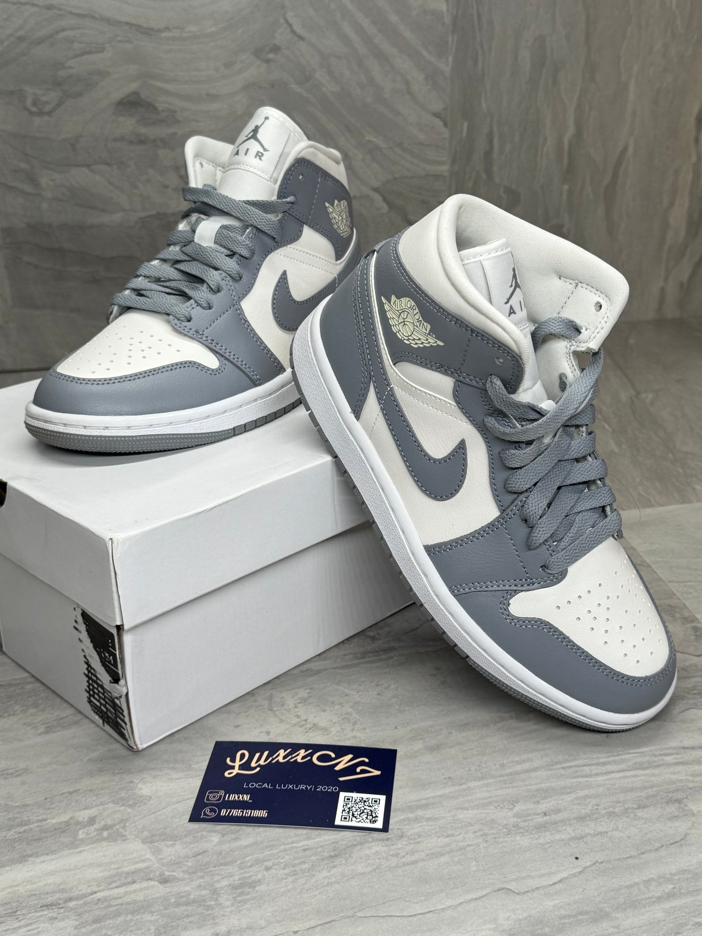 Jordan 1 Mid Stealth Grey UK4