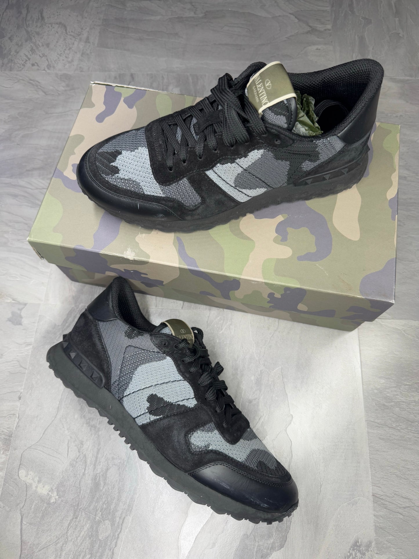 Valentino Camo Knit Trainers UK7